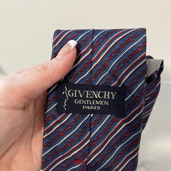 Givenchy Men's Vintage Chain Link Print Silk Tie - Picture 4 of 6